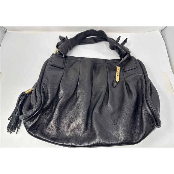 Cole Haan Handbags - COLE HAAN BLACK PEBBLED LEATHER SHOULDER SATCHEL BAG